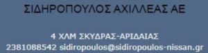 ΣΙΔΗΡΟΠΟΥΛΟΣ ΑΧΙΛΛΕΑΣ ΑΝΤΙΠΡΟΣΩΠΕΙΑ ΑΥΤΟΚΙΝΗΤΩΝ NISSAN ΠΕΛΛΑ