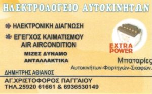 ΑΘΙΑΝΟΣ ΔΗΜΗΤΡΗΣ ΗΛΕΚΤΡΟΛΟΓΕΙΟ ΑΥΤΟΚΙΝΗΤΩΝ ΚΑΒΑΛΑ